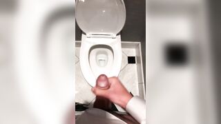 Massive cumshot in public toilet. Impressed with my aim!