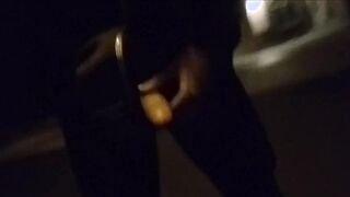 Jacking in crotchless leggings at night