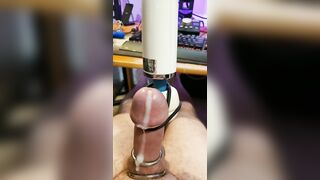Masturbation using a magic wand vibrator....