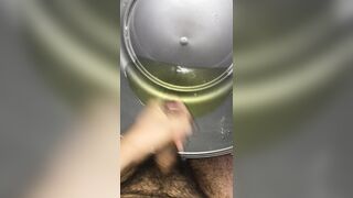 Using my own pee to jerk off and cum