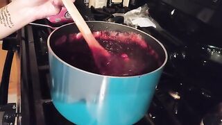 Home made cranberry sauce and what it looks like while I make it ???? (f)
