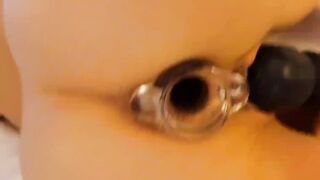 Cum stuf[f] my hollow tunnel plug with all kinds of stuff please.