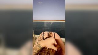 GF gives me a blowjob while on our cruise balcony