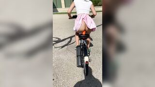 Riding a dildo while riding a bike