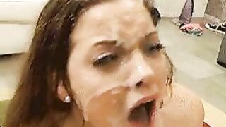 Cumming with cum on her face