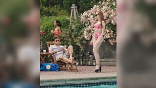 Madelaine Petsch sits on your lap in this bikini, how long do you last?