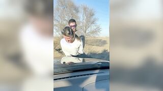 Fun during a long car ride leads to standing fuck on the side of the road ????