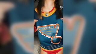 If you take me to watch a hockey game, I'll take you back home to watch your cum cover my face and tits
