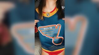 Take me to watch a hockey game and I'll take you home to watch me suck your cock until I cover my (f)ace and tits with your cum