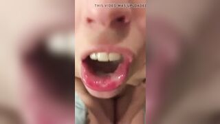 playing with cum in mouth