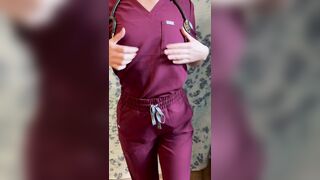 Petite nurse. Just here to show off my cute maroon scrubs while teasing you