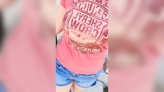 I love running errands like this - braless in a tight graphic tee, shorts, and flip-flops