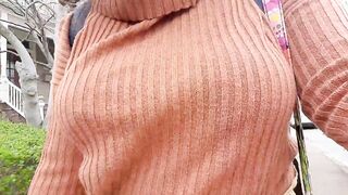 I hope you like this sweater + braless look