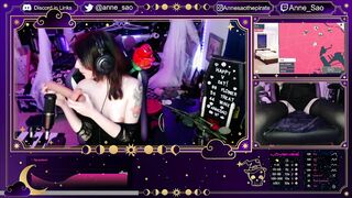 Cute Gamer girl slapping herself with a big dildo during her stream