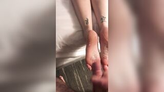 she rubs my cum into her soles