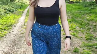 Dare to do a braless walk outdoors got exciting. You can hear my nervous giggles. Got caught at the end lol [f]
