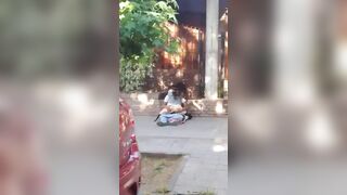 This couple is caught fucking on the street and they don't care!