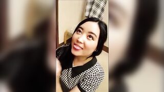 Cute Asian girl sucks some cock in the changing room