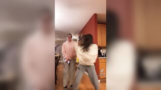 Dancing with her mom