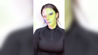 Gamora and Nebula makeup promoting a new book about the daughter's of Thanos.
