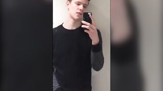 Cute Boy wank in school bathroom and cum in classroom