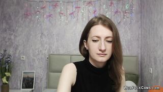 Brunette amateur in bra chatting on webcam